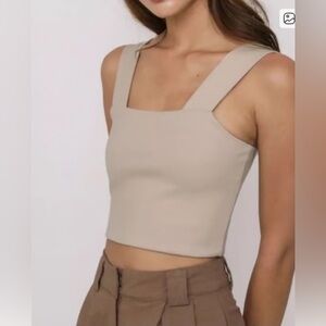 House of Harlow 1960 Beige Wide Strap Compression Tank